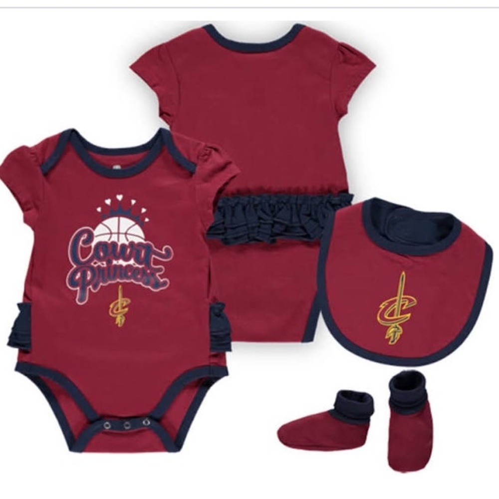 NEW Cleveland CAVALIERS 3 piece baby girl set NBA